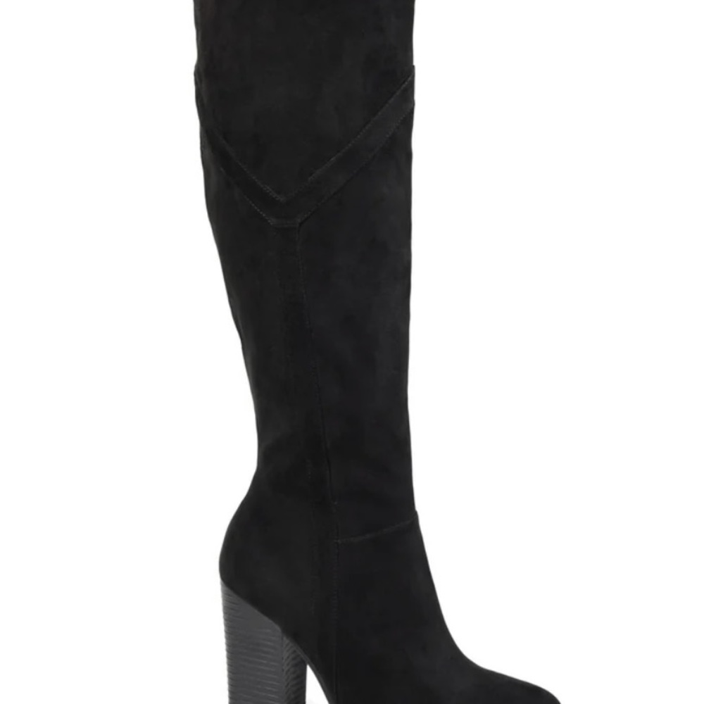 Journee Collection Kyllie Knee High Boots in Faux Suede, Black, 7